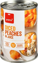 Diced Peaches In Juice Pams 410g