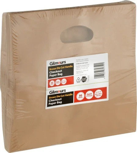 Die Cut Checkout Paper Bags Gilmours 280 x 280 x 180mm 50 Pack