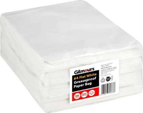 Greaseproof Bags #4 White Gilmours 240 x 200mm 500 Pack