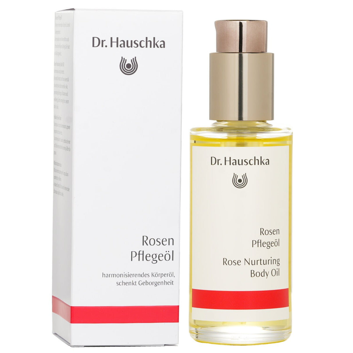 Dr. Hauschka Rose Body Oil in a 75ml bottle, offering moisturizing and soothing benefits for sensitive skin.