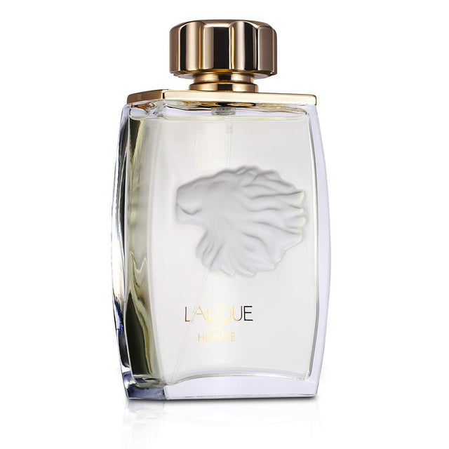 Lalique Eau De Toilette Spray in a 125ml bottle, featuring notes of bergamot, jasmine, amber, and sandalwood for a luxurious scent.