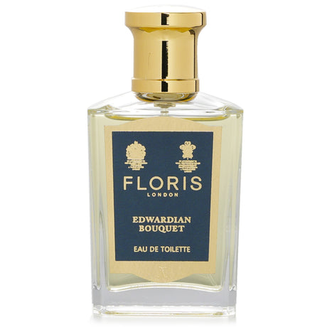 Floris Edwardian Bouquet Eau De Toilette Spray 50ml, featuring floral notes of citrus, rose, jasmine, and sensual woods.