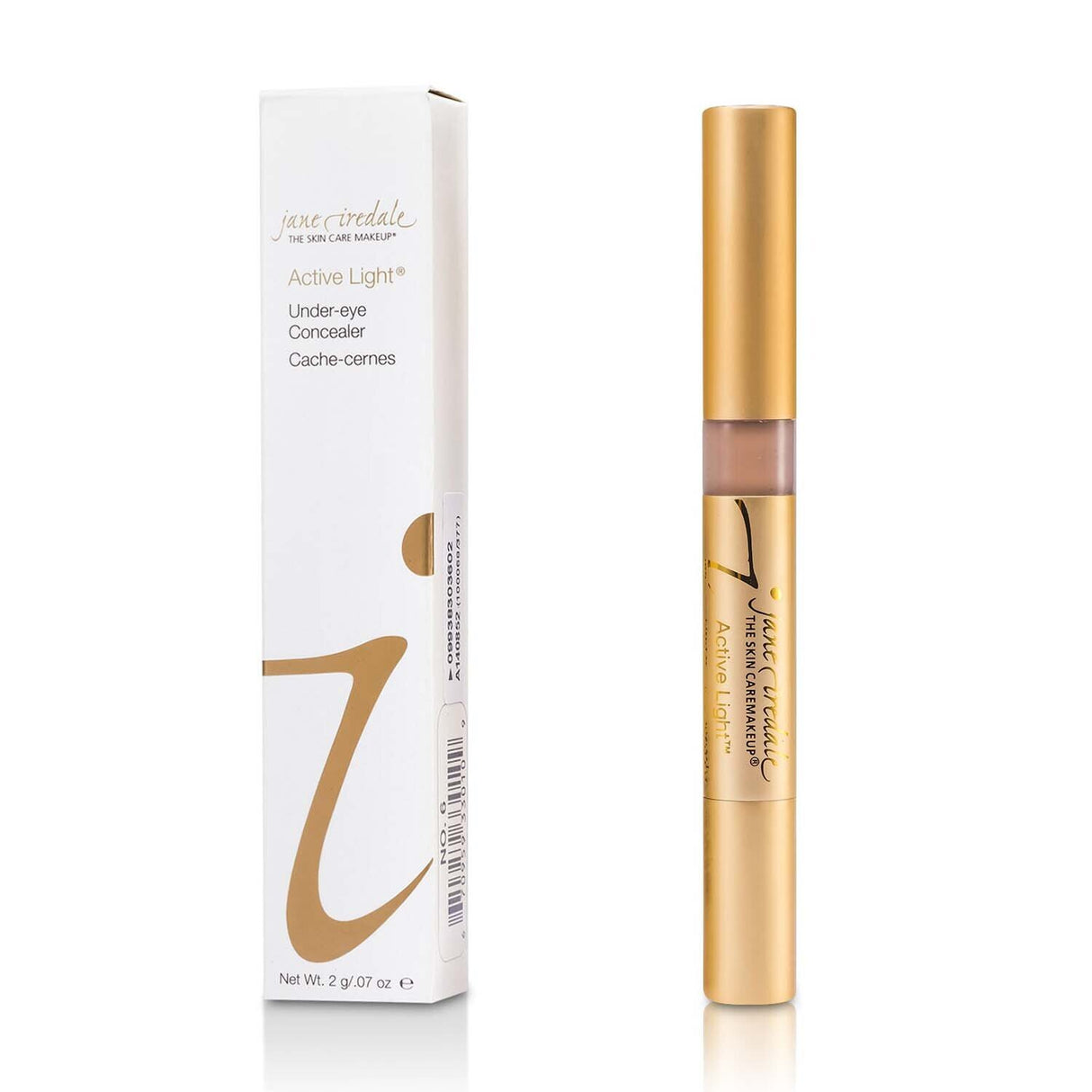 Jane Iredale Active Light Under Eye Concealer #6 in twist pump, brightens under eyes and nourishes with Vitamin K, tea, and cucumber.