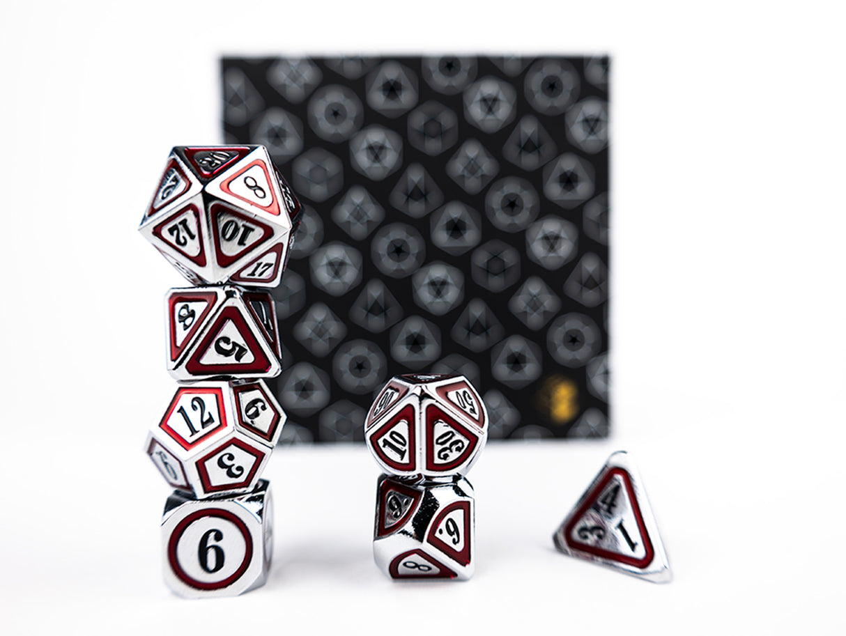 LPG Dice RPG Set Concentric Black/Red/Silver