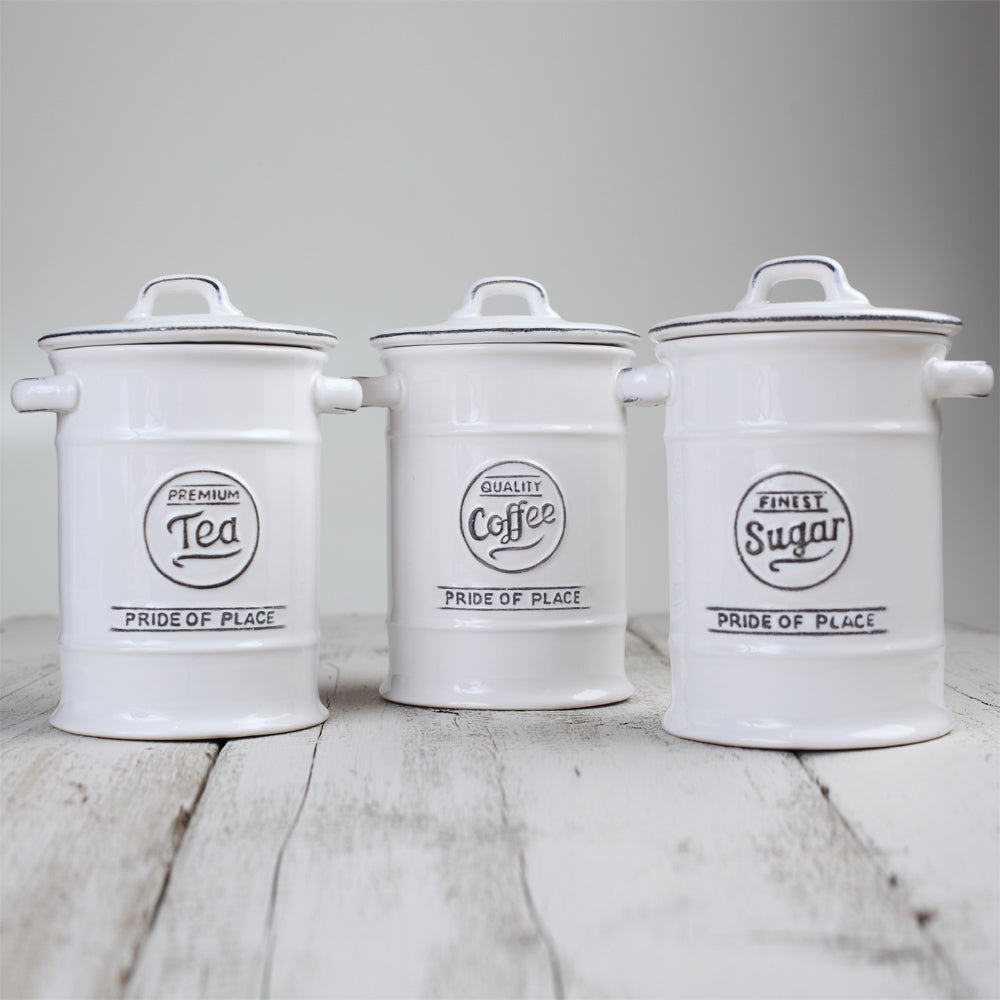 Tea Canister / Jar -  Pride of Place White - T&G