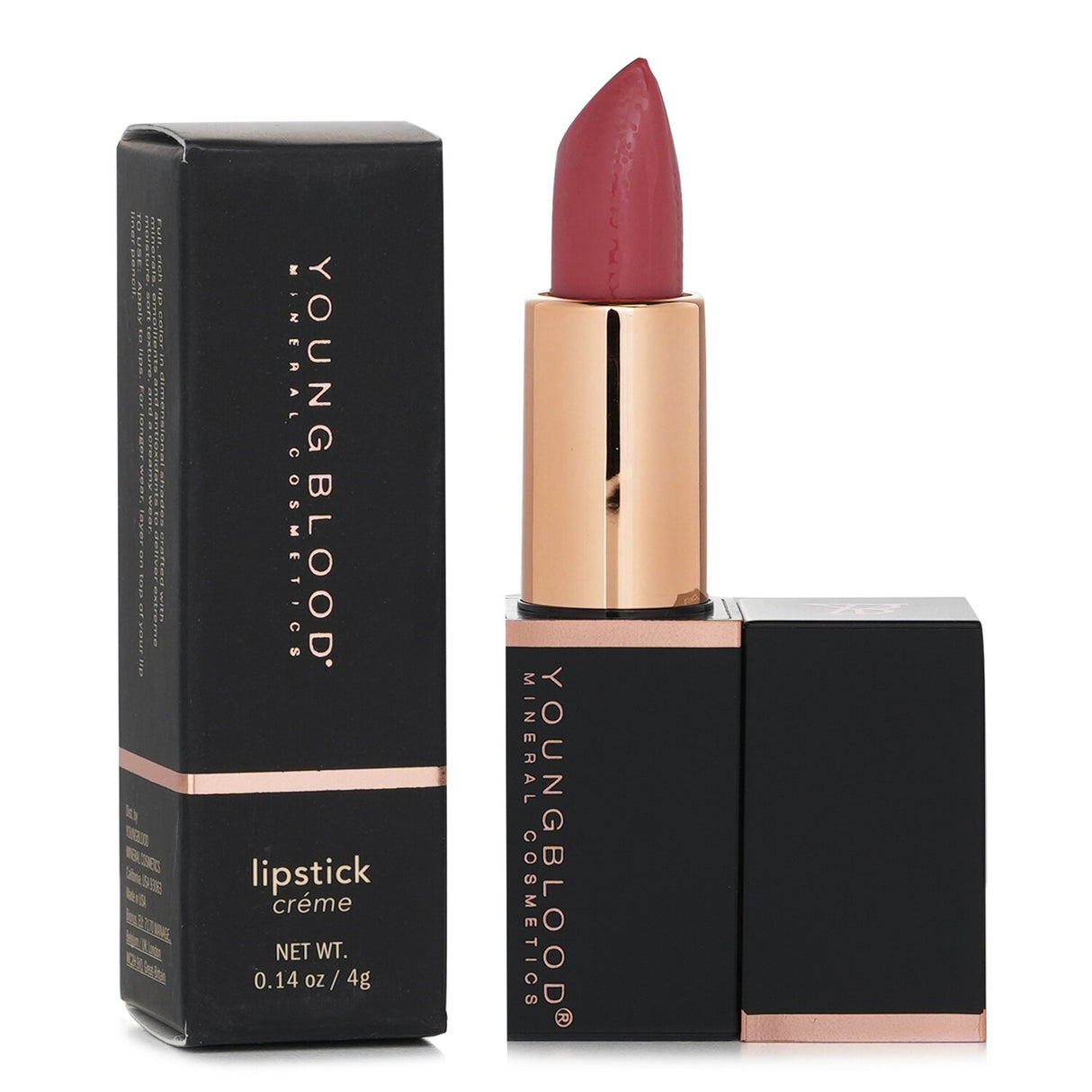 Luxurious Youngblood Lipstick in Cedar, 4g/0.14oz, offers vibrant, long-lasting color with moisturizing natural ingredients.