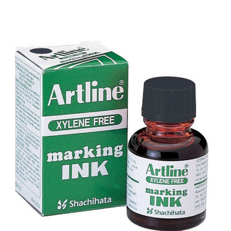 Black Artline Esk-20 permanent marker refill ink 20cc bottle with dropper, perfect for artists and DIY enthusiasts.