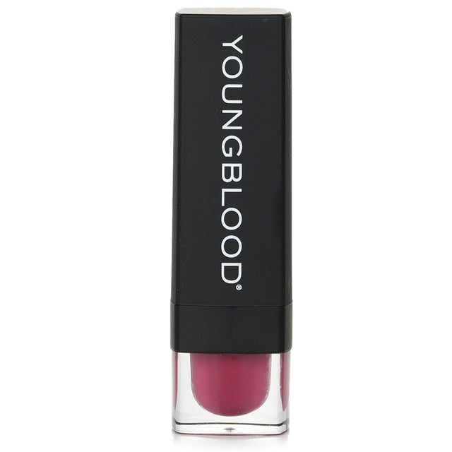 Youngblood Lipstick in Envy, a luxurious, moisturizing lipstick with vibrant, long-lasting color and a creamy texture.