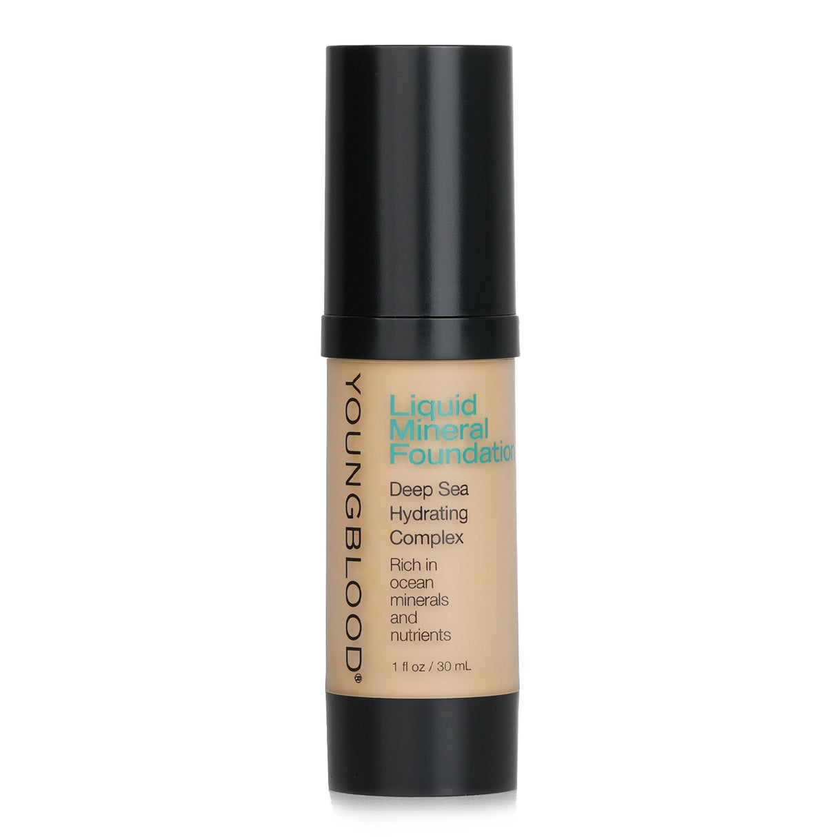 Liquid Mineral Foundation in Shell, enriched with botanicals and ocean minerals for a radiant, flawless complexion.