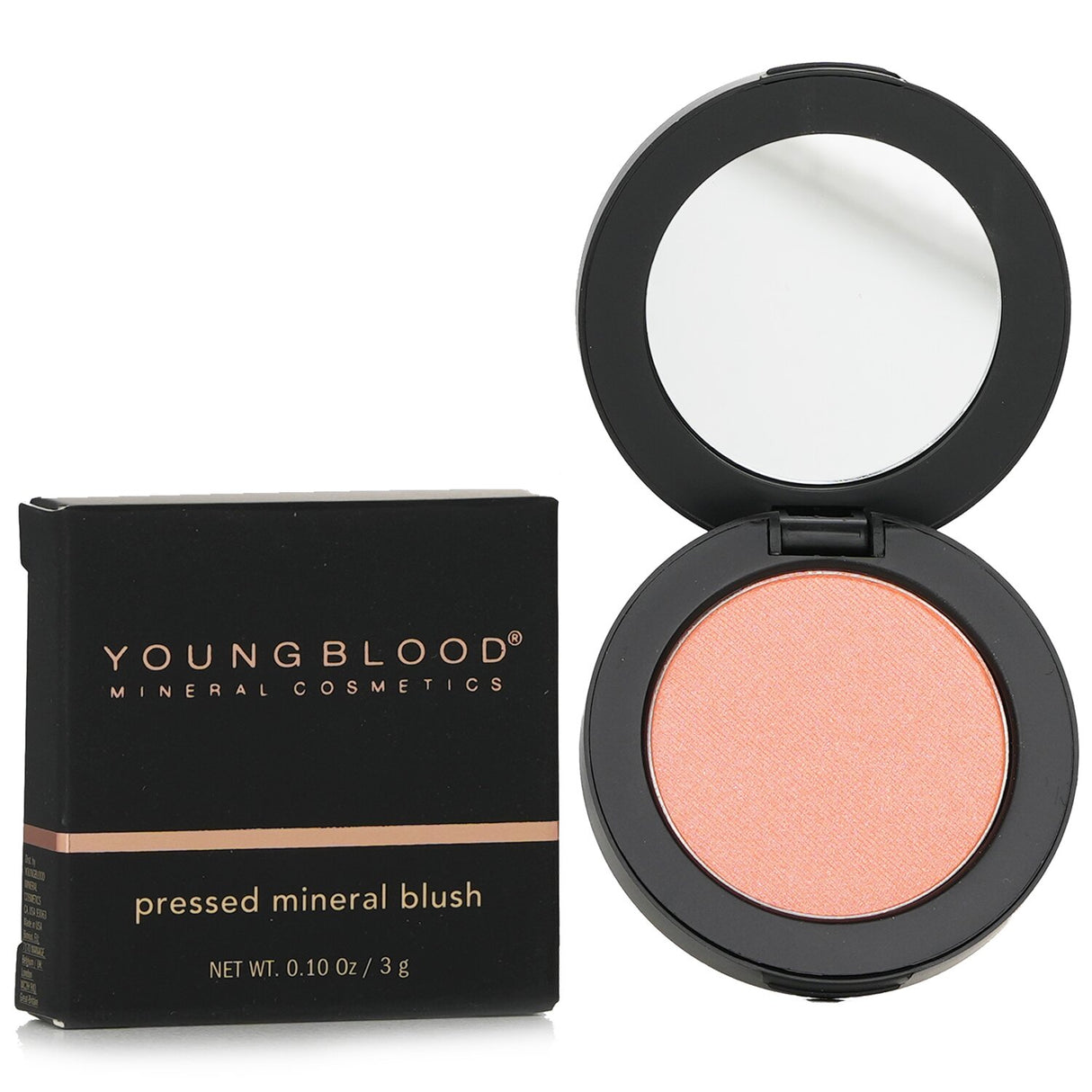 Youngblood Pressed Mineral Blush in Nectar, a sheer blush for a healthy glow, versatile for cheeks, eyes, and lips.