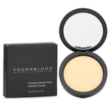 Youngblood Pressed Mineral Rice Powder in Dark, 10g, for a flawless matte finish, controls shine, and absorbs oil seamlessly.