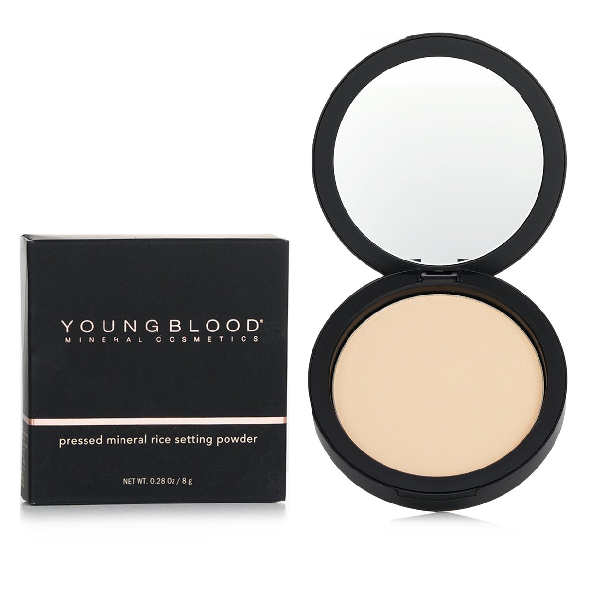 Youngblood Pressed Mineral Rice Powder in Medium, 8g - a silky, talc-free formula for a flawless, matte complexion.