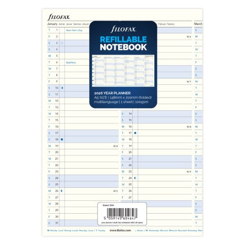 Filofax Refill Notebook A5 Year Planner 2026
