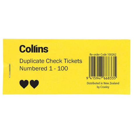 Collins Check Tickets pack of 50, designed for efficient event management and seamless ticketing at various gatherings.