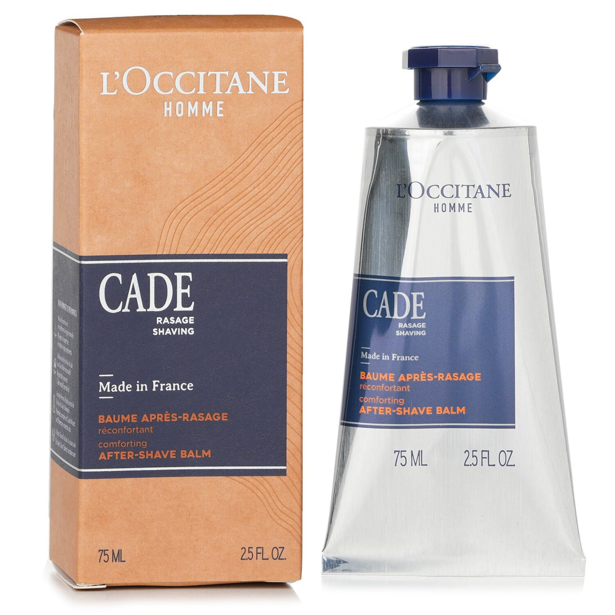 L'Occitane Cade After Shave Balm for men, 75ml, soothes irritation and redness after shaving, suitable for all skin types.