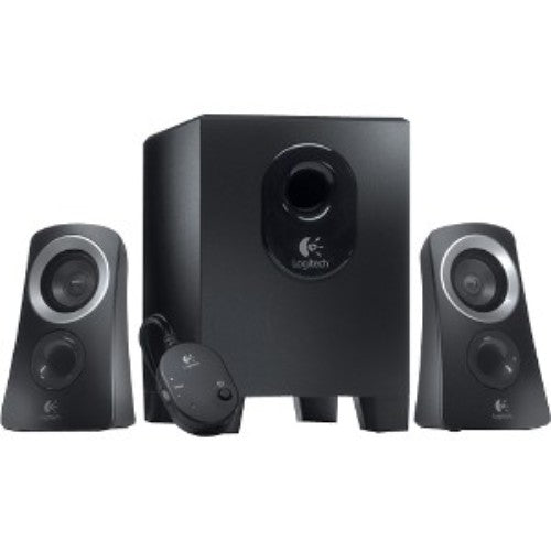 Logitech Z313 Speaker System with two satellites and subwoofer, delivering rich sound quality for music, gaming, and movies.