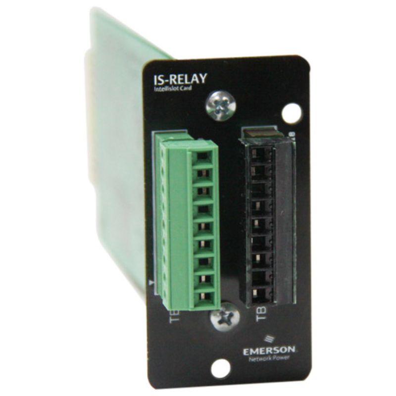 Alt text: "Vertiv INTELESLOT CONTACT CLOSURE CARD for network management and monitoring, enabling alarm handling and real-time alerts."