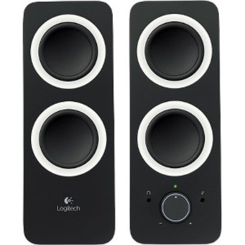 Logitech Z200 Multimedia Speakers in sleek midnight black, offering 10 watts peak power for rich, immersive stereo sound.