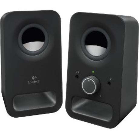 Logitech Z150 Multimedia Speakers in sleek black, offering crisp audio, deep bass, and user-friendly controls for immersive sound.