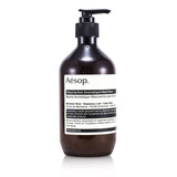 Aesop Resurrection Aromatique Hand Balm in 500ml; deeply hydrates and rejuvenates dry hands, cuticles, and rough skin.