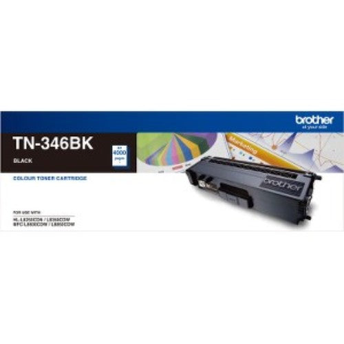 Black Brother TN-346BK toner cartridge for laser printers, high yield of 4000 pages, ensuring sharp, professional prints.