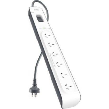 Belkin 6-Outlets Surge Suppressor protecting electronics with 650 Joules, ideal for home or office use.