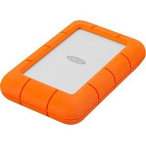 LaCie Rugged Mini 4 TB external hard drive, featuring shock and rain resistance, compact design, ideal for travelers and creatives.