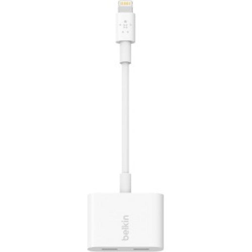 Lightning Audio + Charge RockStar cable, 11.43 cm, MFi certified for simultaneous audio and charging on iPhone/iPad.