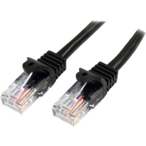 StarTech.com 2m black Cat5e snagless RJ45 patch cable for fast and reliable Ethernet connections with Power-over-Ethernet support.