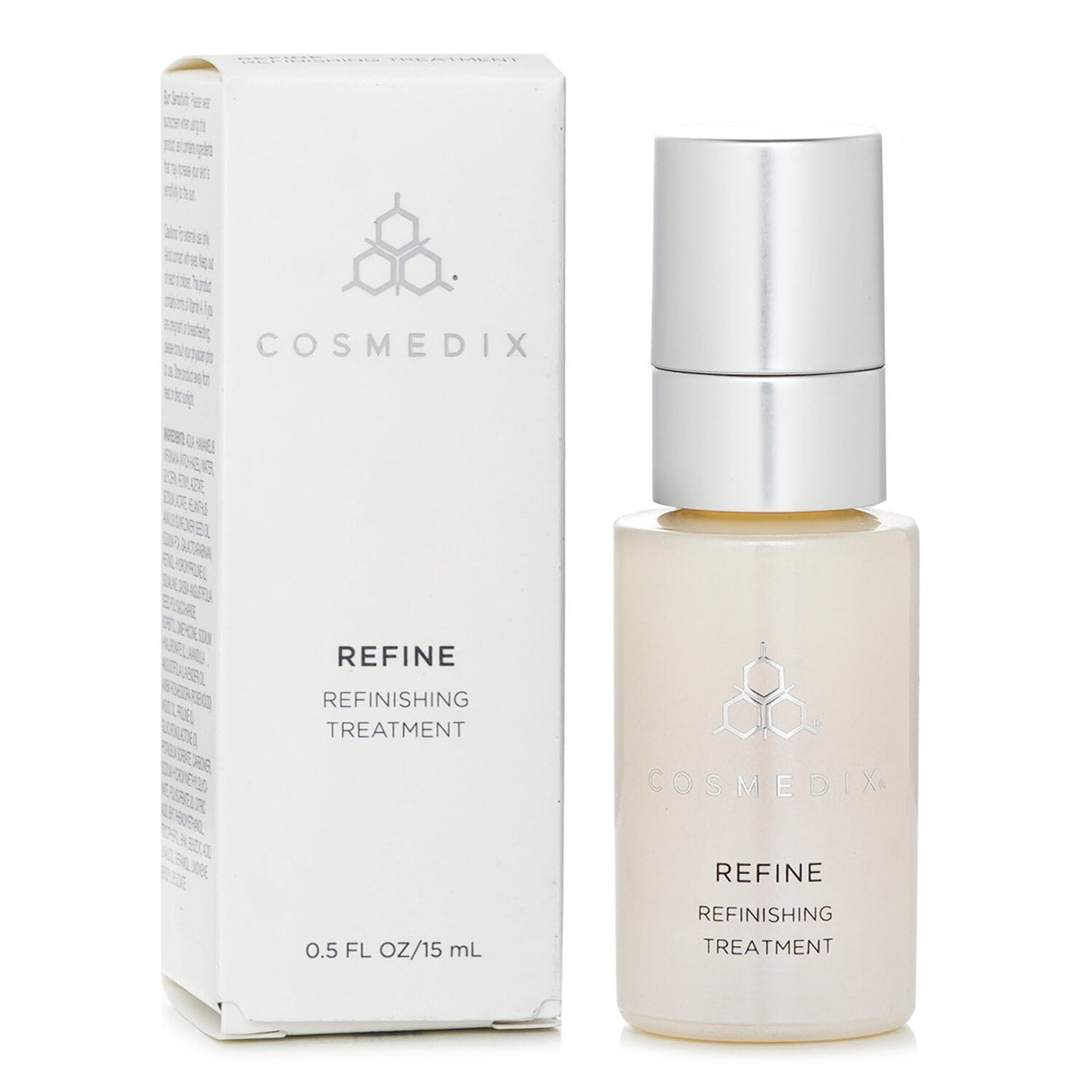 CosMedix Refine Treatment 15ml, a chirally correct serum enhancing skin vitality, minimizing fine lines and uneven texture.