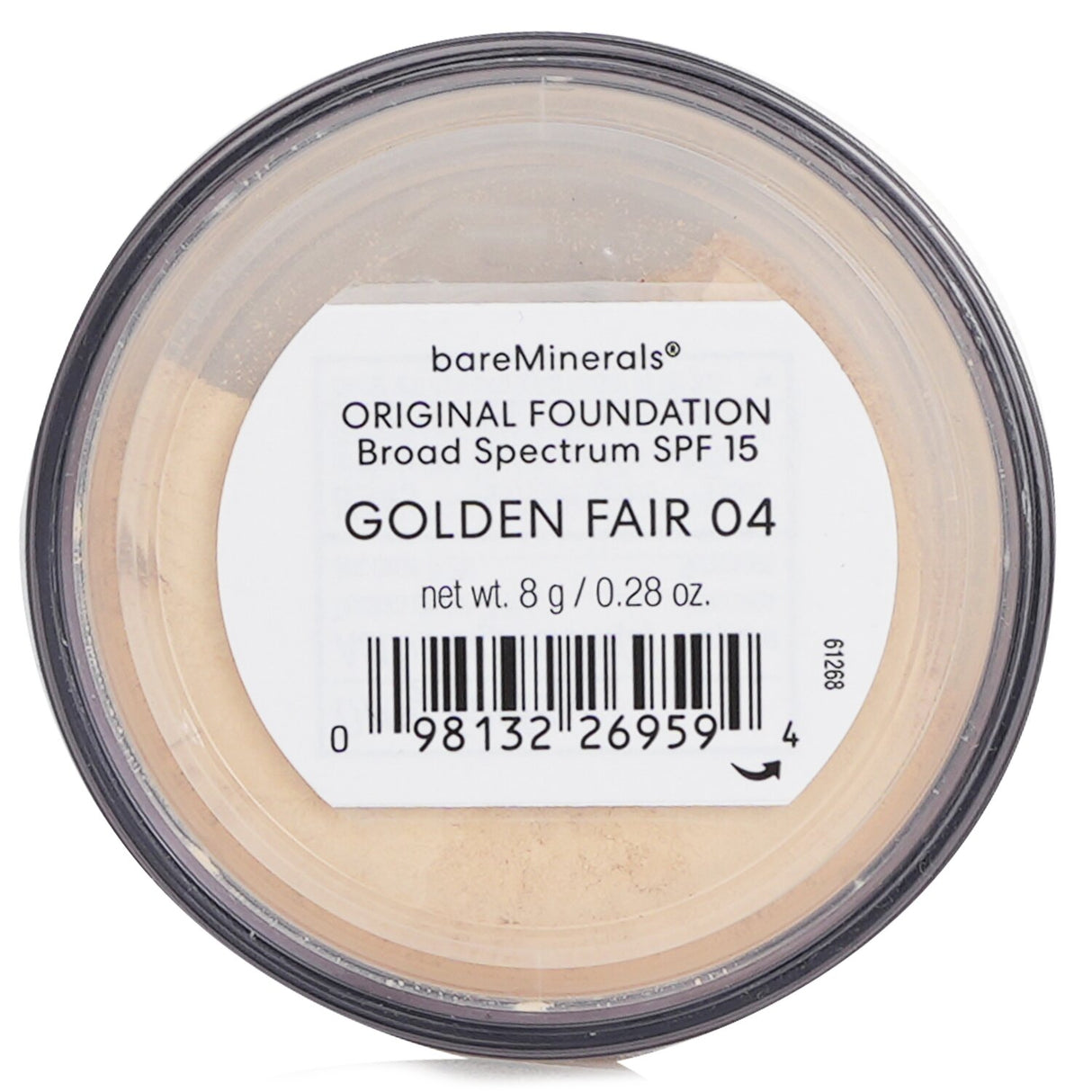 BareMinerals Original SPF 15 Foundation in #Golden Fair, offering lightweight, buildable coverage and sun protection.