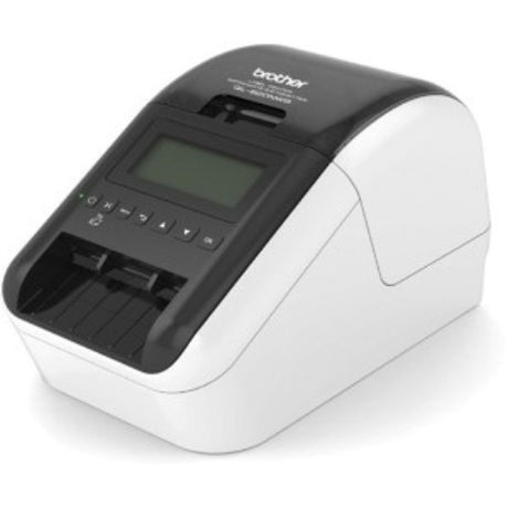 Brother QL820NWB Label Printer with LCD, fast print speeds, and multiple connectivity options for efficient labeling tasks.