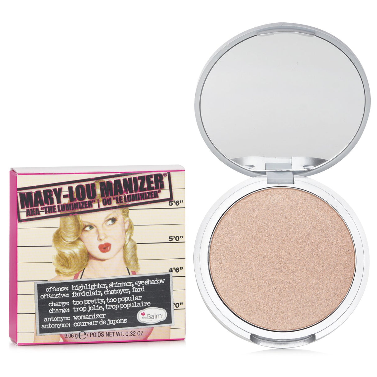 Silky smooth pressed powder highlighter for a radiant glow, suitable for cheeks, eyelids, and all skin tones.