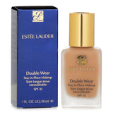 Estee Lauder Double Wear foundation in No. 10 Ivory Beige, offering medium coverage and a semi-matte finish for a flawless look.