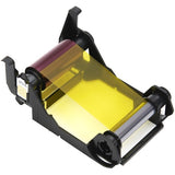 Zebra True Colours YMCKO ribbon for ZXP Series 1, prints 100 cards with auto-detection and low ribbon warning features.