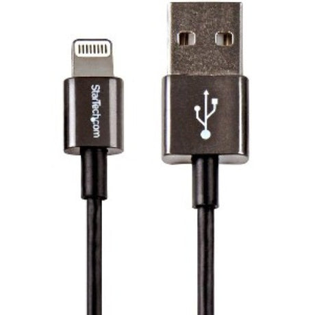 1m Lightning to USB cable for Apple devices, featuring durable construction, MFi certification, and stylish metal connectors.