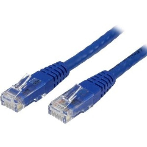 15 ft blue Cat6 UTP patch cable with molded connectors for reliable Gigabit network connections and strain relief features.