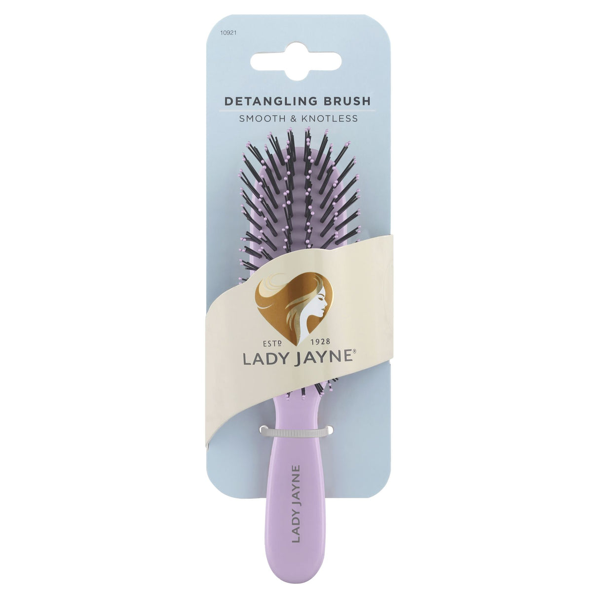 Purse-sized Lady Jayne detangling brush effortlessly smooths frizz and knots for all hair types, perfect for on-the-go touch-ups.