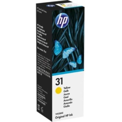 HP 31 70-ml Yellow Original Ink Bottle for Smart Tank printers, yielding up to 8000 pages with vibrant, professional quality.