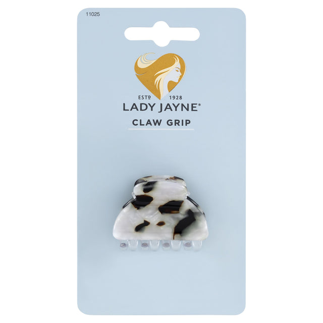 Lady Jayne Acrylic Claw Grip in stylish design, perfect for securing hair while adding a modern touch, available in three colors.