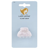 Lady Jayne Acrylic Claw Grip in Beige Shell, Black Shell, and White Shell, perfect for stylish, secure hair styling.