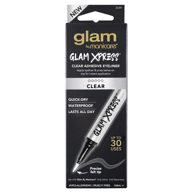 Glam Xpress® Clear Adhesive Eyeliner for seamless, waterproof lash application with a precise felt tip.