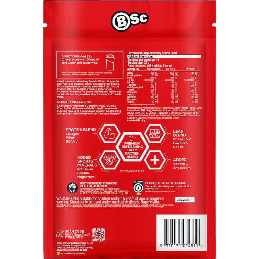 Bsc Chupa Chups Protein Water Cola 350g