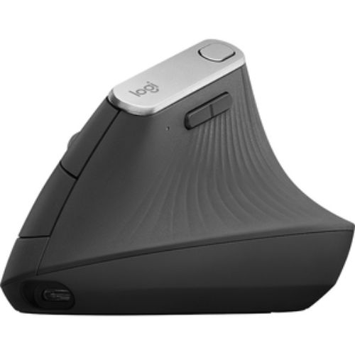 Logitech MX Vertical Mouse showcasing its ergonomic 57° vertical design for reduced wrist strain and customizable 4000 DPI.