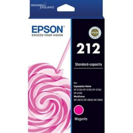 Epson 212 Magenta Ink Cartridge for vivid prints, ideal for documents and photos, easy installation, reliable performance.