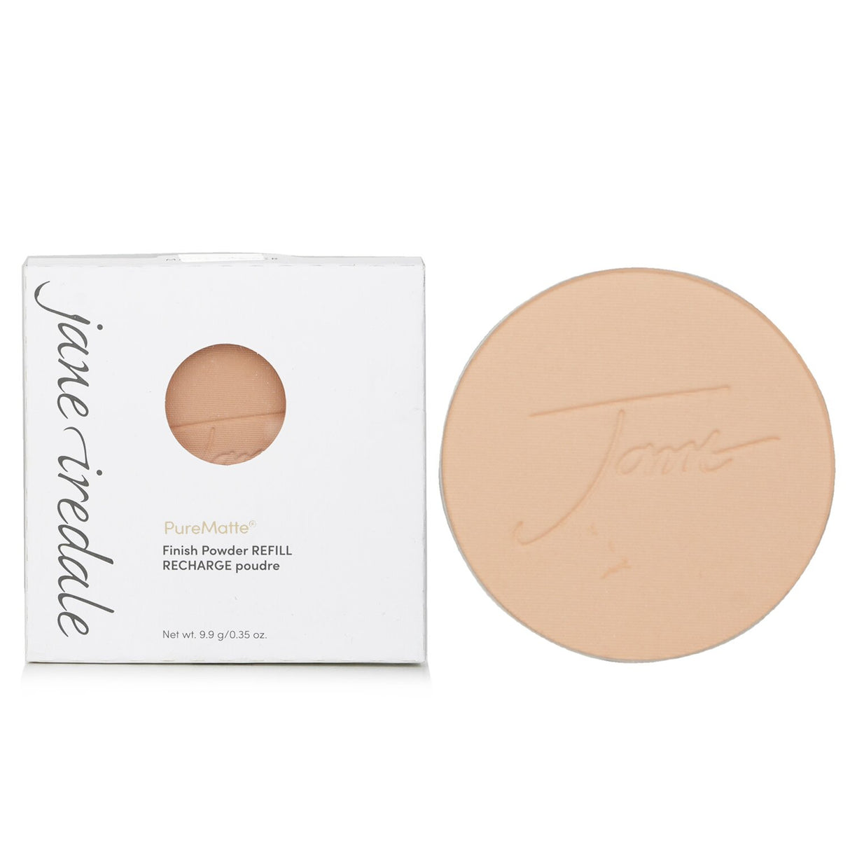 Refillable compact of Jane Iredale Pure Matte Finish Powder for a fresh, oil-absorbing, sheer matte look on any skin tone.