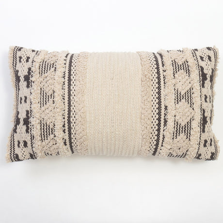 LIMA Bolster Cushion in black and natural, 68cm, cotton inner for comfort, enhances home decor and supports back and neck.