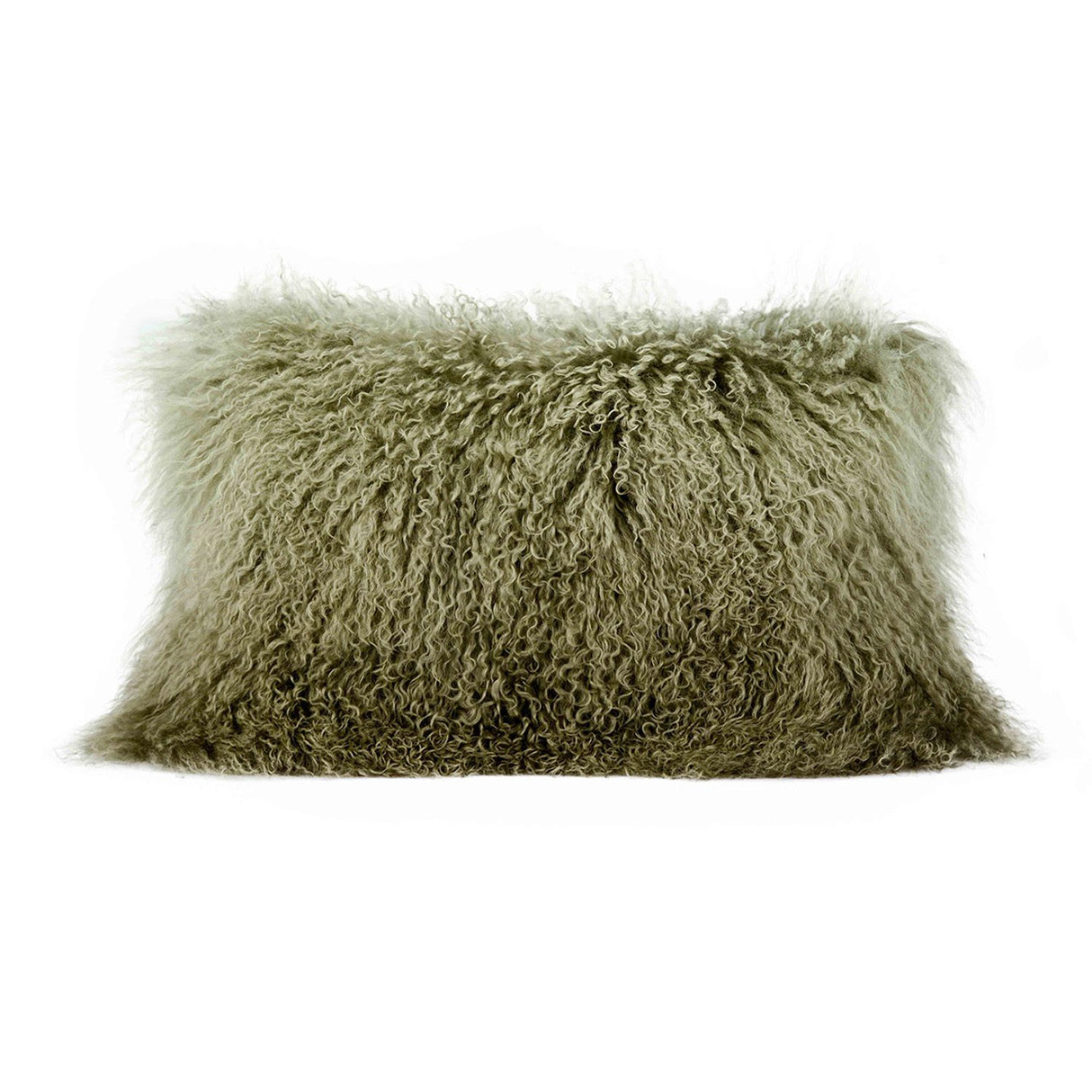 Tibetan Lamb Fur Cushion Green Ombre 30 X 50cm