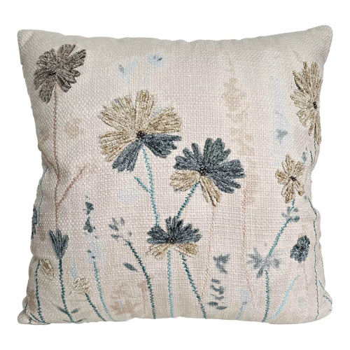 WILDFLOWERS EMBROIDERED CUSHION 45x45cm