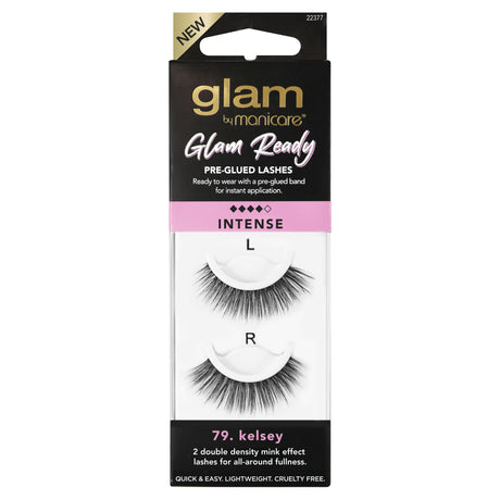 Pre-glued double density lashes by Glam by Manicare® provide effortless elegance and comfort for stunning eye looks.